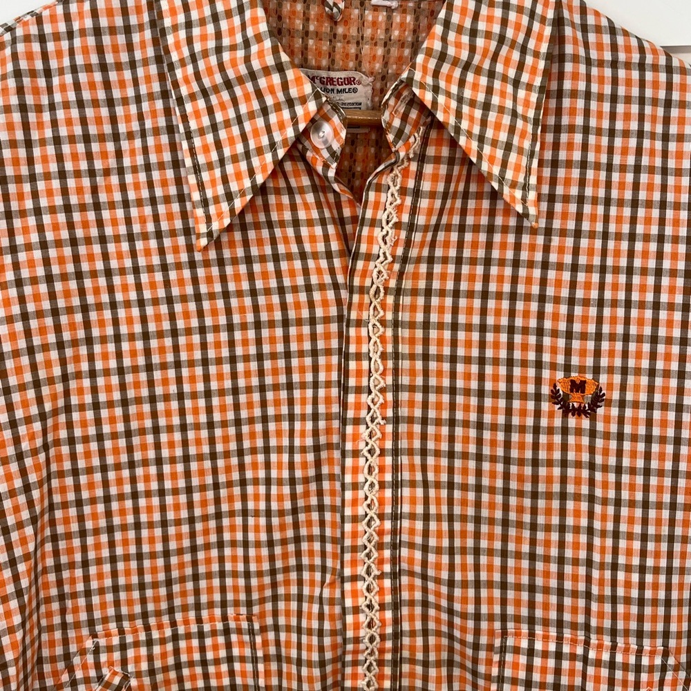 Vintage 1960's McGregor Orange and Brown Plaid Men's Shirt